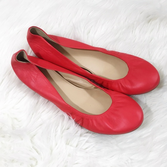 J. Crew Shoes - J. Crew : Poppy Red Leather Ballet Flats Size 8.5